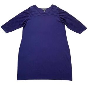 Lane Bryant Women’s Navy Knit Dress Plus Size 22/24 Stretchy  Open Knit Sleeves